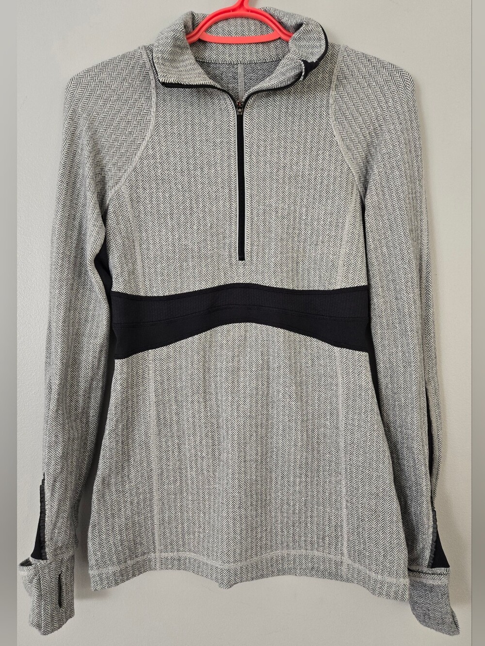 Lululemon‎ Women's Full Tilt Half Zip Pullover Herringbone Grey Size 6